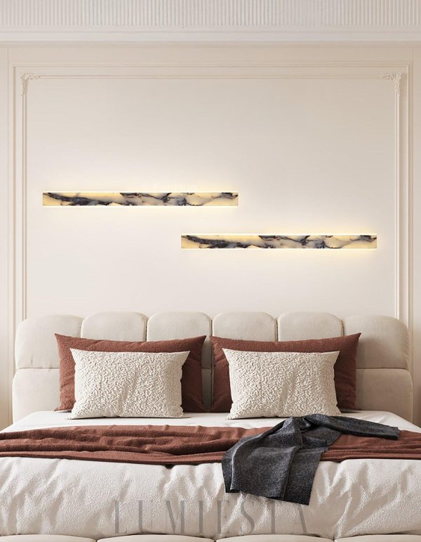 Elegancka prostokątna lampa ścienna z marmuru 60 90 120 cm