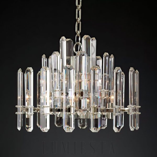 Primrose - lampa wisząca z mosiądzu i szkła, ujęcie całej oprawy w proporcji