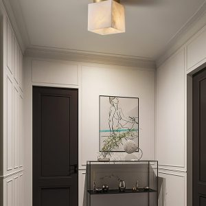 Budnick - Lampa sufitowa kwadratowa w mosiądzu i bieli