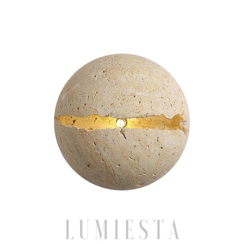 Okrągła lampa ścienna trawertynowa 20cm ciepłe światło