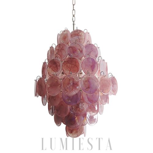Lampa wisząca Vintage Murano Różowy Dysk 75cm w stylu retro