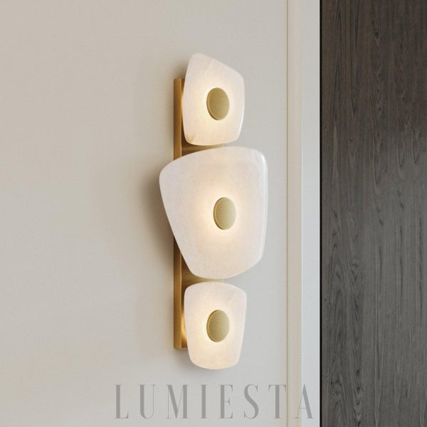 Lampa ścienna Holmdel Alabaster 29 cm biała/złota ciepłe LED