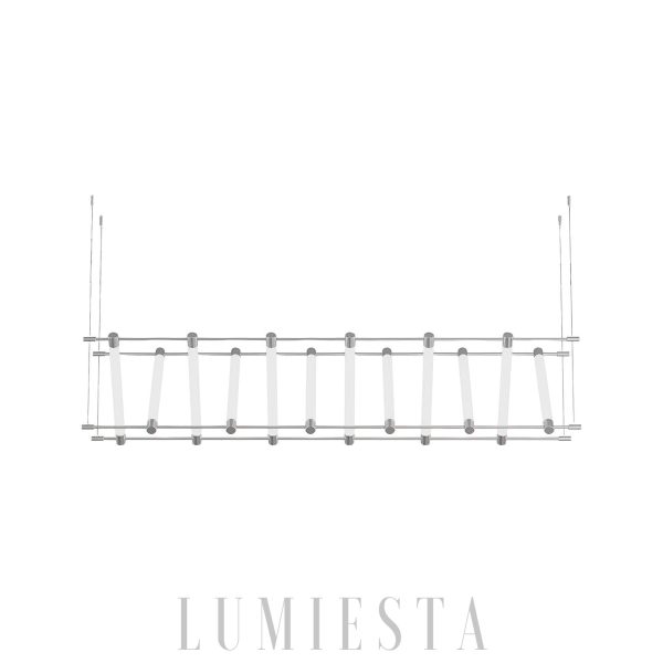 Nowoczesny żyrandol liniowy Maza złoto-srebrny do salonu