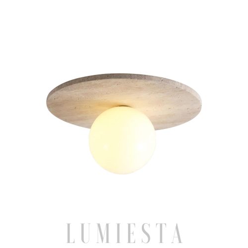 Tanner Disc - Beżowa lampa sufitowa  z travertynu 25cm