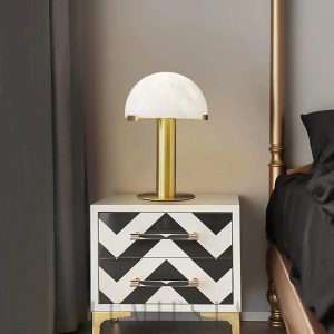 Alabastrowa lampa stołowa półkula 30cm złota
