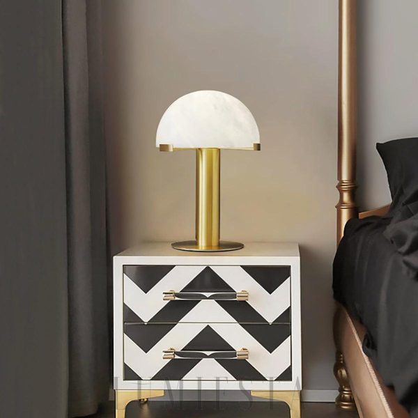 Alabastrowa lampa stołowa półkula 30cm złota