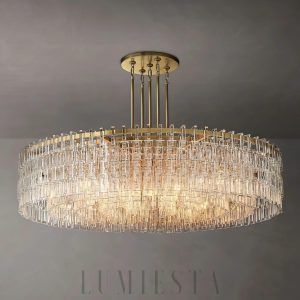 Marigna - Round 60-inch lamp with crystals, brass