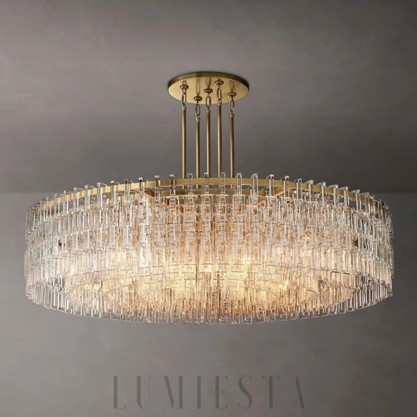 Marigna - Round 60-inch lamp with crystals, brass