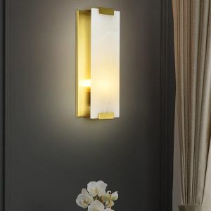 Roux - Retro kinkiet z alabastru - mosiądz, biały lub czarny - Długość 27/47cm