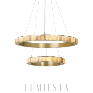 Avalon - Alabastrowy pierścień w mosiężnej oprawie