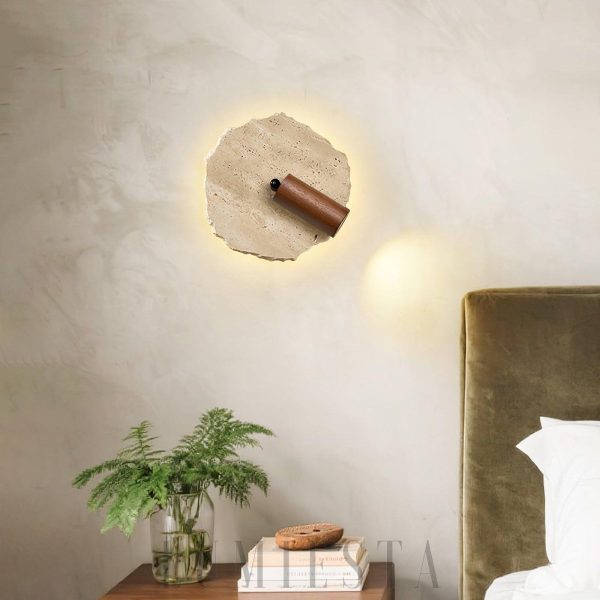 wm_22772536707161802.jpg Nieregularny okrągły kinkiet trawertynowy 23cm beżowy