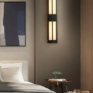 Illimani - Nowoczesny kinkiet mosiężny z alabastrem