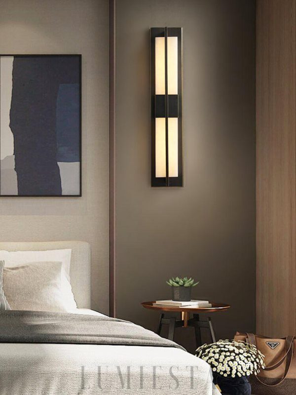 Illimani - Nowoczesny kinkiet mosiężny z alabastrem