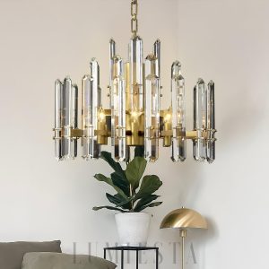  Primrose - Lampa wisząca okrągła 62 cm z mosiądzu i szkła