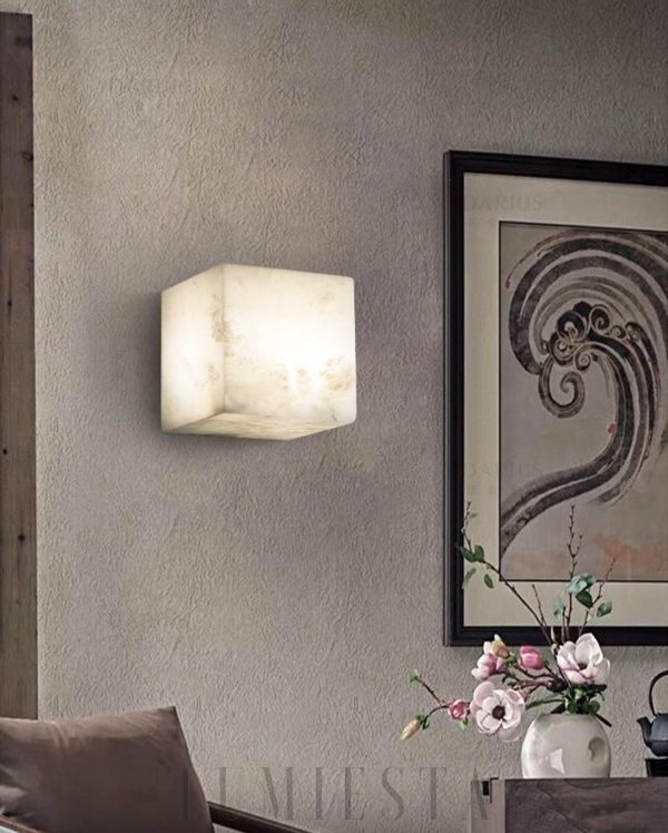 Jebel - Nowoczesny kwadratowy kinkiet alabastrowy 12 cm