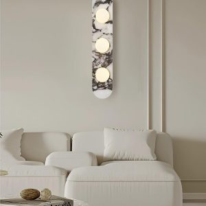 Owalna luksusowa lampa ścienna marmurowa z kloszem 44cm