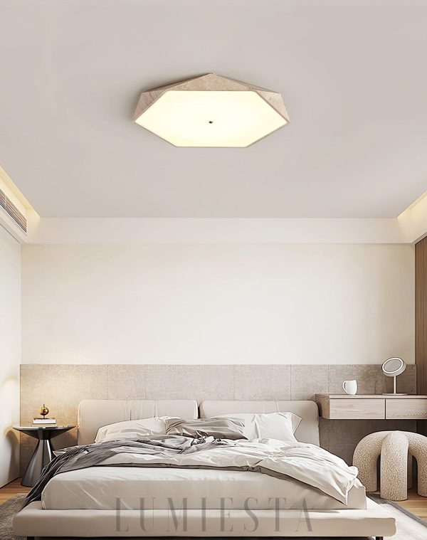 Sześciokątna trawertynowa lampa sufitowa 50 cm ciepła