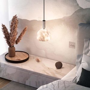 Blair - Lampa wisząca z alabastru w białym kolorze, Ø 20cm