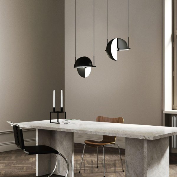 Nowoczesna lampa wisząca Trapeze 28 cm czarna - detal smukłej oprawy