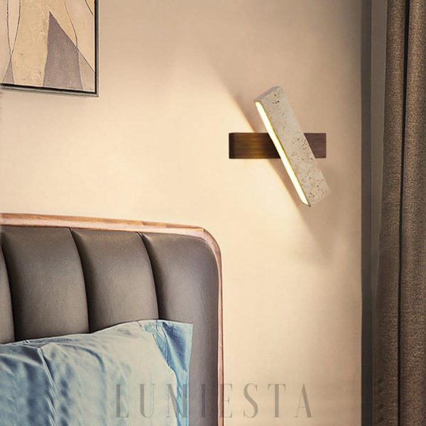 Tonya - Lampa ścienna Rectangle z travertynu — nowoczesna