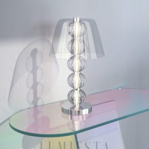 Srebrna lampa stołowa Namib - elegancka forma na blacie