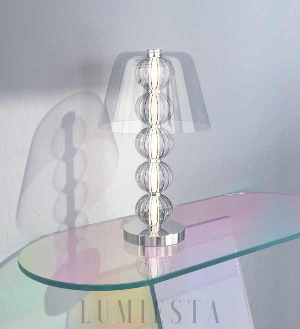 Srebrna lampa stołowa Namib - elegancka forma na blacie