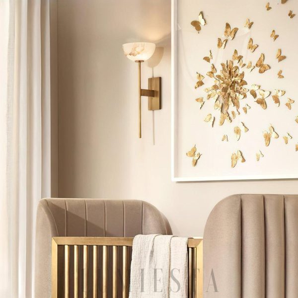 Cup - Lampa ścienna Alabaster stylowa biało złota 16cm 52cm