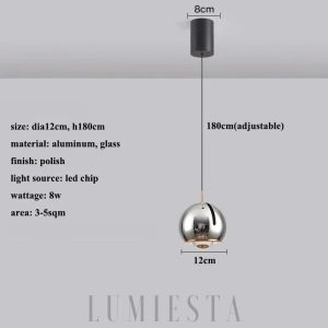 Wisząca lampa kula metalowa czarna - profil z wyraźnym nachyleniem klosza
