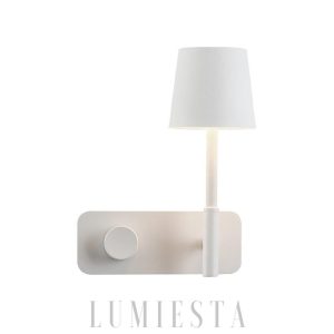 Nowoczesna lampa ścienna biała stylowy detal w sypialni