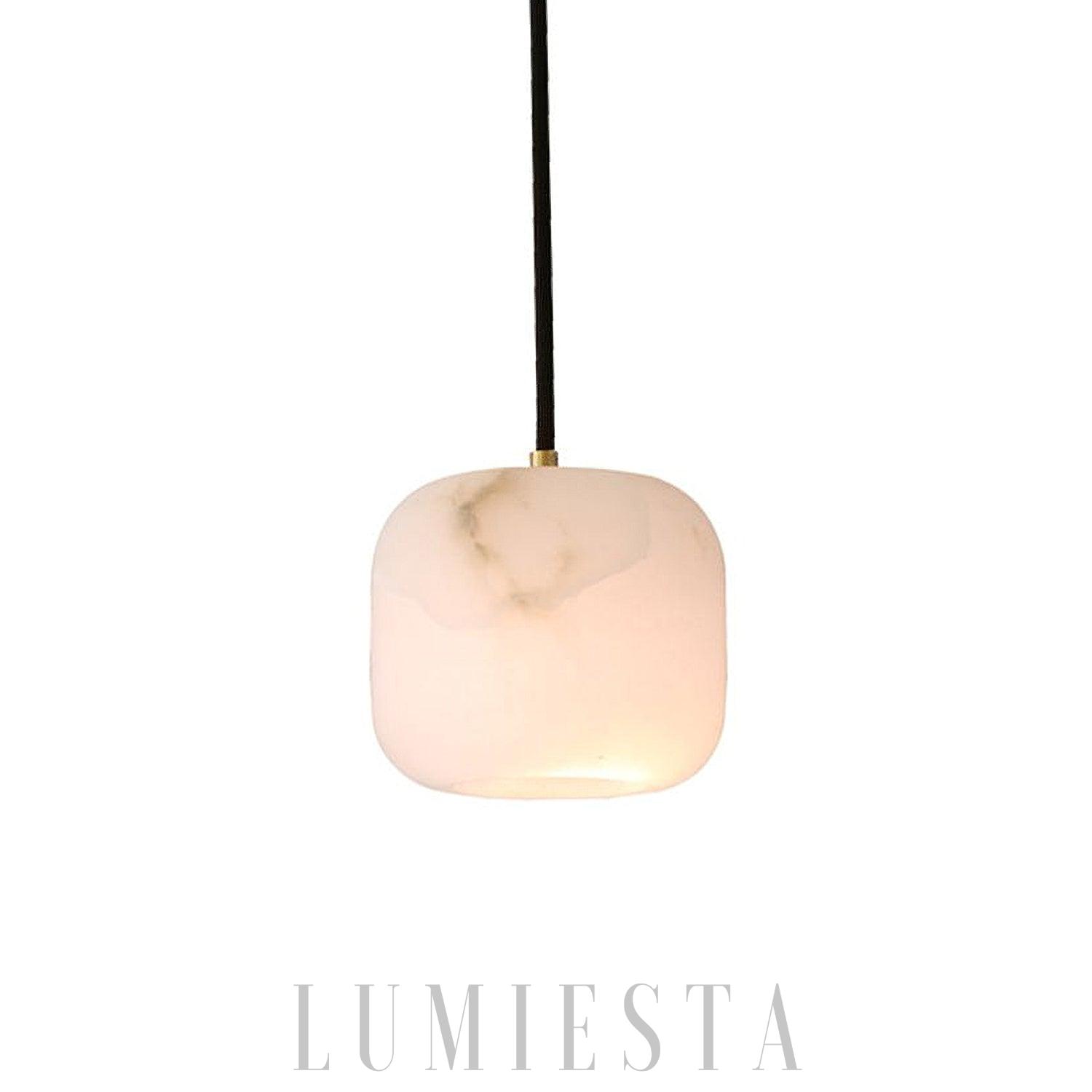 Puria - lampa wisząca z alabastru biała