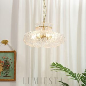 Petal Ice designerska lampa wisząca szkło lodowe złota 50cm