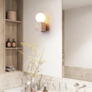 Curacao - Lampa ścienna z beżowego trawertynu 10x20 cm