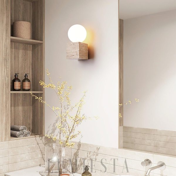 Curacao - Lampa ścienna z beżowego trawertynu 10x20 cm