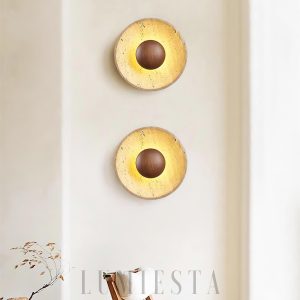 Memphis - Halo — trawertyn, okrągła 25 cm, beżowa