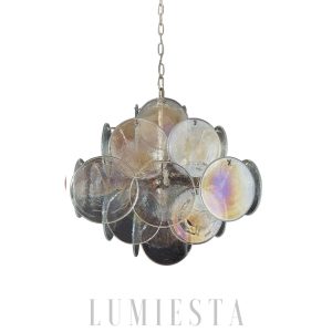 Vintage Venetian-style hanging lamp with iridescent glass 49cm