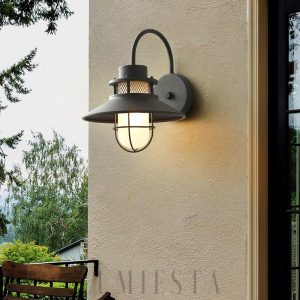 Lampa ścienna ogrodowa Vintage Felix 25 cm czarna - widok z boku i wysięgnik
