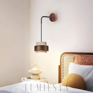 Stonova - Kinkiet Cylinder z Travertynu, Beż z Orzechem