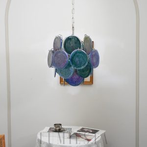 Lampa sufitowa Vintage Murano z niebieskiego szkła 45cm