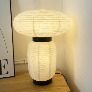 Formakami - Lampka stołowa azjatycka, biało-czarna 38 cm
