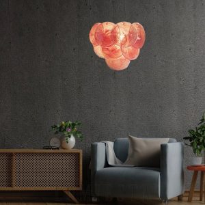 Murano Red - szklane kolorowe dyski kinkietu zbliżenie na połysk i fakturę