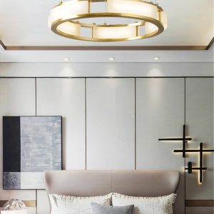 Harley - Nowoczesny okrągły żyrandol alabastrowy mosiądz