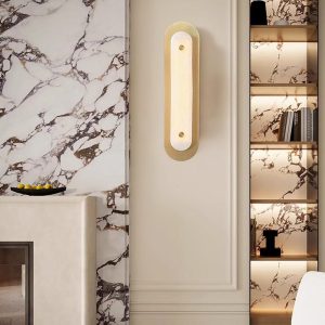 Harlan - Nowoczesna lampa ścienna alabastrowa w mosiądzu