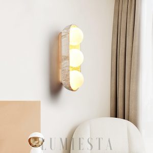 Kinkiet travertynowy Trio ciepłe światło beżowy 14x27cm