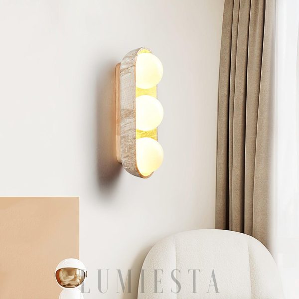 Kinkiet travertynowy Trio ciepłe światło beżowy 14x27cm