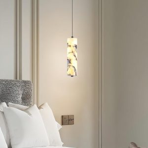 Astra - Marmurowa lampa sufitowa cylinder 6x28cm biało czarna