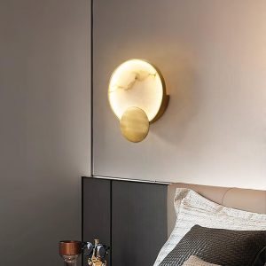 Matterhorn - Nowoczesny kinkiet z marmuru, złoto-biały, Ø22 cm