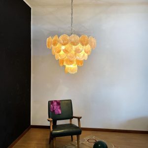 Elegancki Złoty Żyrandol Murano z Dyskami 70cm
