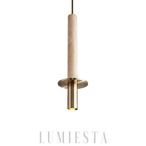 Kendal - Wisząca lampa z trawertynu — ciepłe/zimne światło