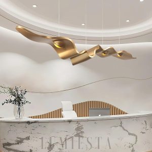 Ribbon - Złoty żyrandol nowoczesny falisty