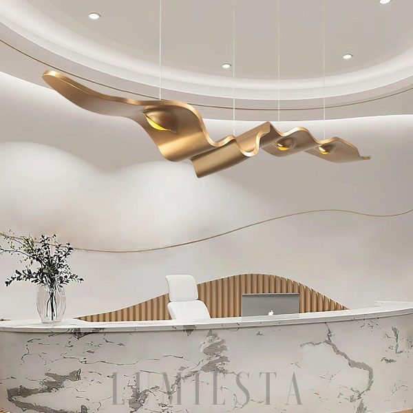 Ribbon - Złoty żyrandol nowoczesny falisty